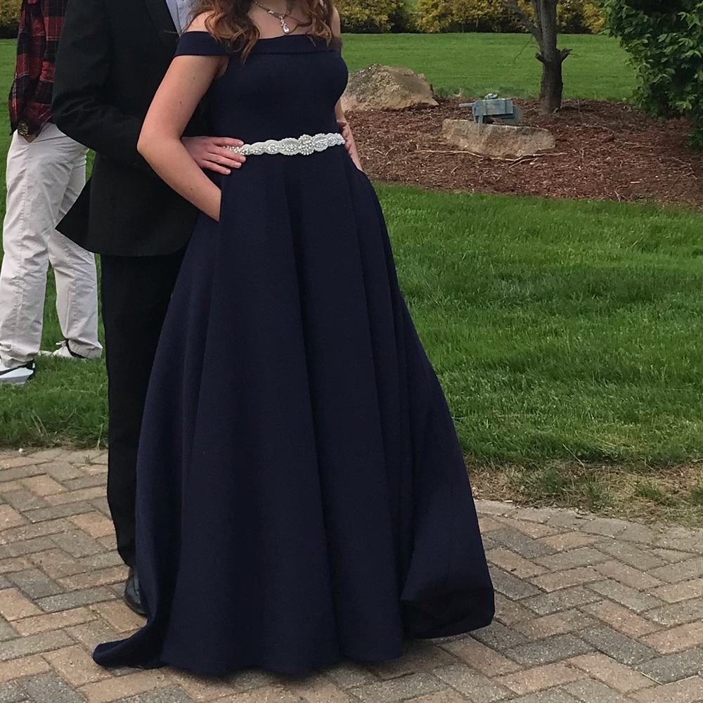Elegant prom dress with custom belt